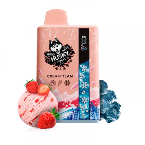 Электронная сигарета Хаски Аир Макс 2.0 8000 Клубничное мороженое (Husky Airmax 2.0 8000 Cream Team)
